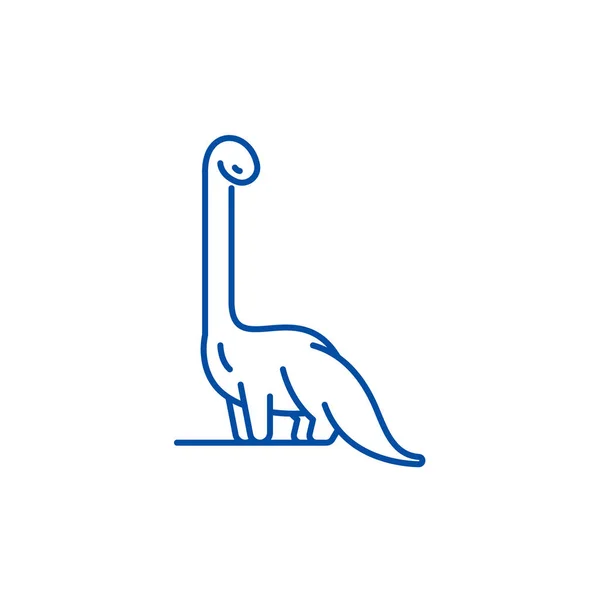 Diplodocus lijn pictogram concept. Diplodocus platte vector symbool, teken, overzicht illustratie. — Stockvector
