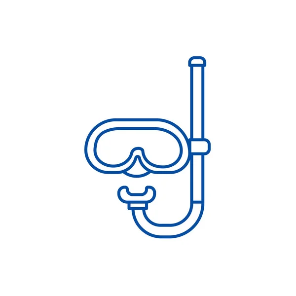 Conceito de ícone de linha de máscara de mergulho. Máscara de mergulho símbolo vetorial plana, sinal, ilustração esboço . —  Vetores de Stock
