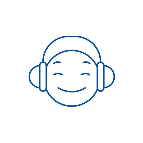 DJ emoji γραμμή εικονίδιο έννοια. DJ emoji επίπεδη διάνυσμα σύμβολο, σημάδι, απεικόνιση της διάρθρωσης. — Διανυσματικό Αρχείο
