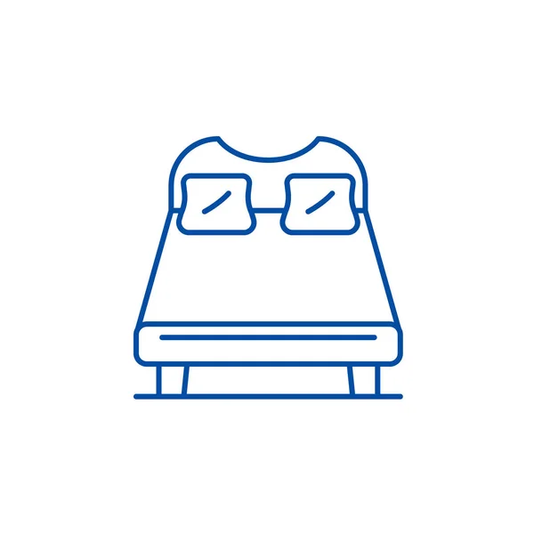 Icono de línea de cama doble concepto. Cama doble vector plano símbolo, signo, esquema ilustración . — Vector de stock