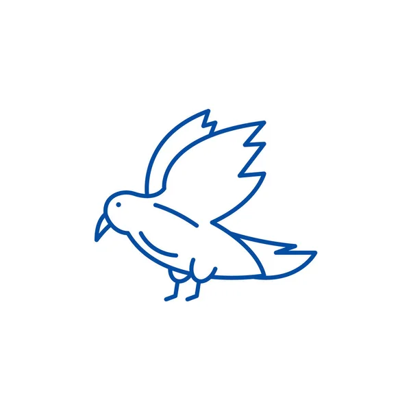 Dove Line Icon Konzept. taubenflaches Vektorsymbol, Zeichen, Umrissillustration. — Stockvektor