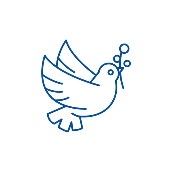 Colomba della linea di pace concetto icona. Colomba della pace simbolo vettore piatto, segno, illustrazione contorno . — Vettoriale Stock