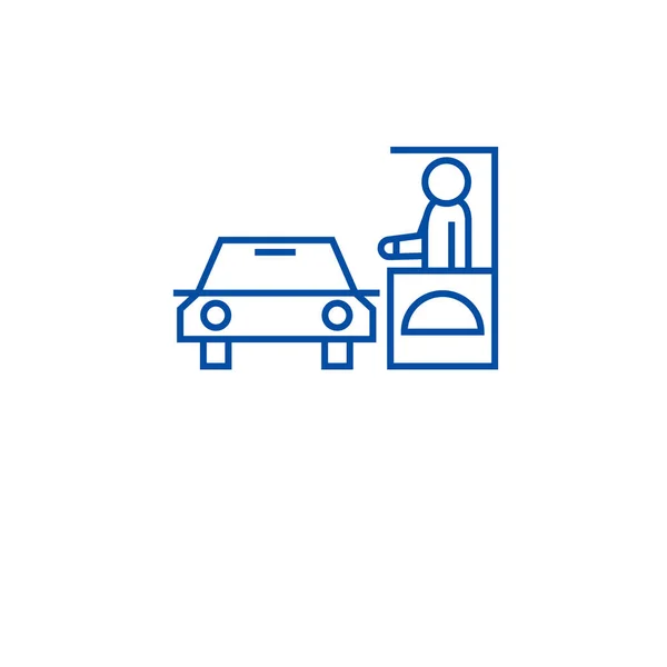 Drive Through Restaurant Line Icon Konzept. Fahrt durch Restaurant flache Vektor-Symbol, Zeichen, Umriss Illustration. — Stockvektor
