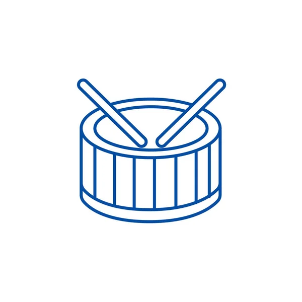 Conceito de ícone de linha de tambores. Tambores símbolo vetorial plana, sinal, ilustração esboço . —  Vetores de Stock