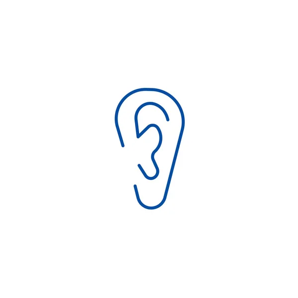 Conceito de ícone de linha de ouvido. Símbolo do vetor plano da orelha, sinal, ilustração do esboço . — Vetor de Stock