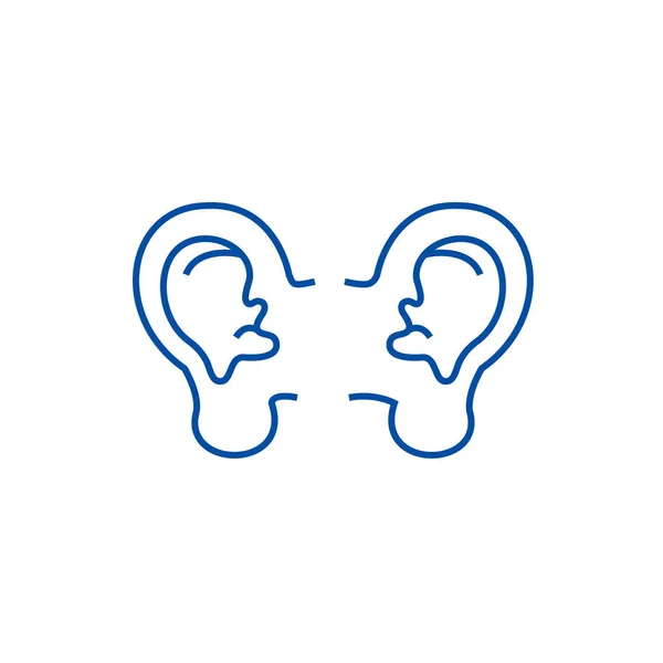 Concepto de icono de línea de oídos. Orejas símbolo vectorial plano, signo, esbozo ilustración . — Vector de stock