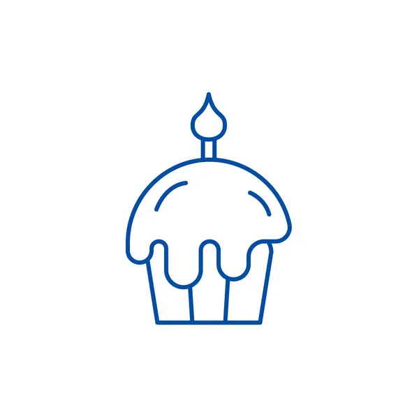 Conceito de ícone de linha de bolo de Páscoa. Bolo de Páscoa símbolo vetorial plana, sinal, ilustração esboço . — Vetor de Stock