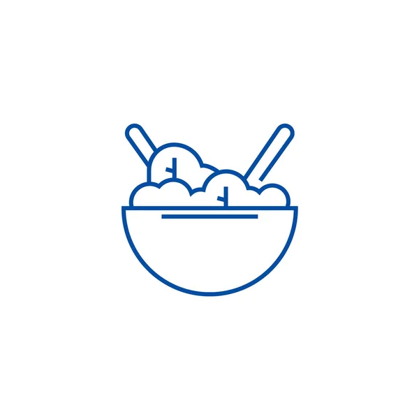 Conceito de ícone de linha de tigela Eco salada. Eco salada tigela símbolo vetorial plana, sinal, ilustração esboço . — Vetor de Stock