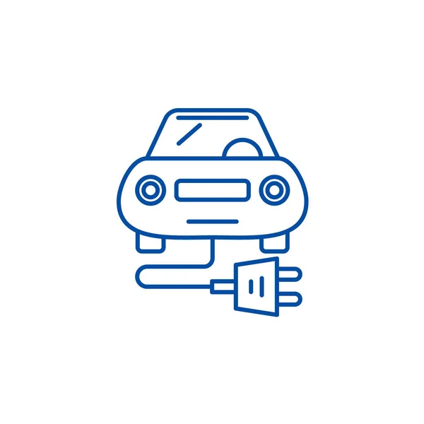 Concepto de icono de línea de coche eléctrico. Coche eléctrico vector plano símbolo, signo, esquema ilustración . — Vector de stock