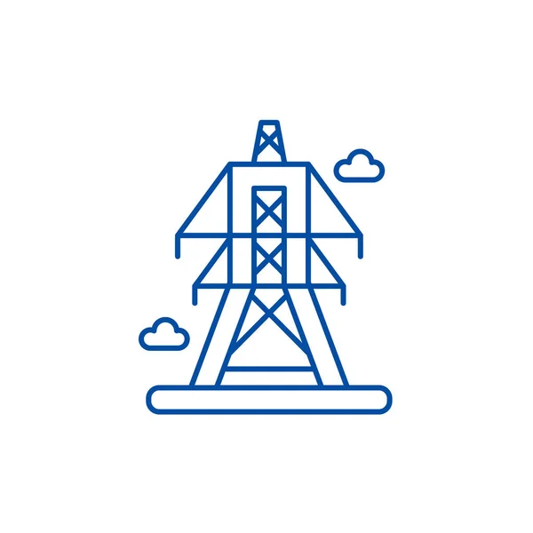 Concepto de línea de líneas eléctricas. Líneas eléctricas vector plano símbolo, signo, esquema ilustración . — Archivo Imágenes Vectoriales