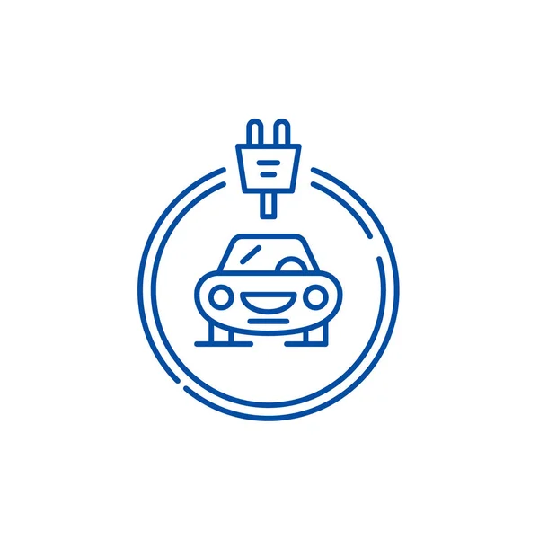 Concepto de icono de línea de coches eléctricos. Símbolo vectorial plano de coches eléctricos, signo, esquema ilustración . — Archivo Imágenes Vectoriales