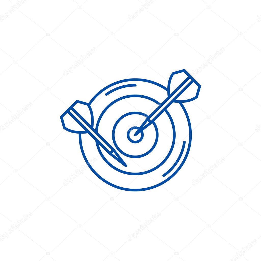 Dart line icon concept. Dart flat  vector symbol, sign, outline illustration.