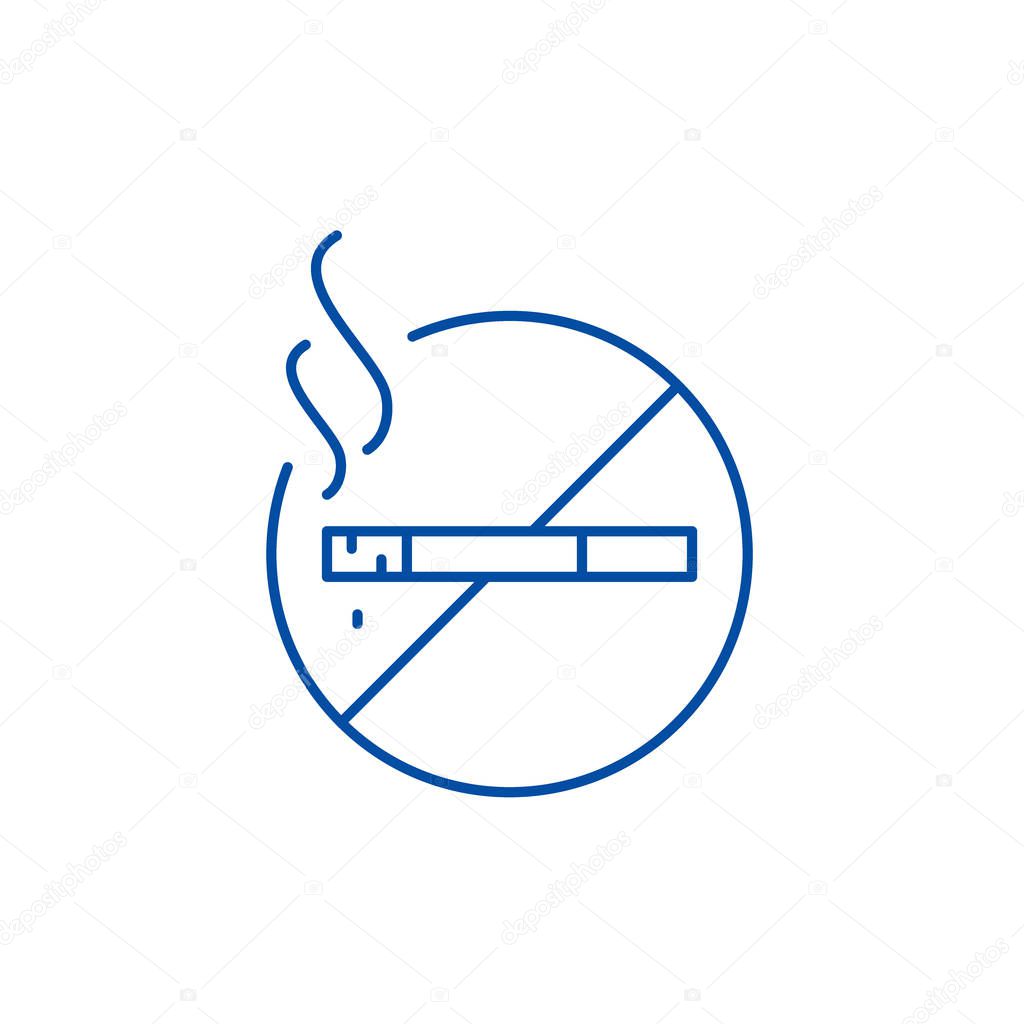 Do not smoke line icon concept. Do not smoke flat  vector symbol, sign, outline illustration.
