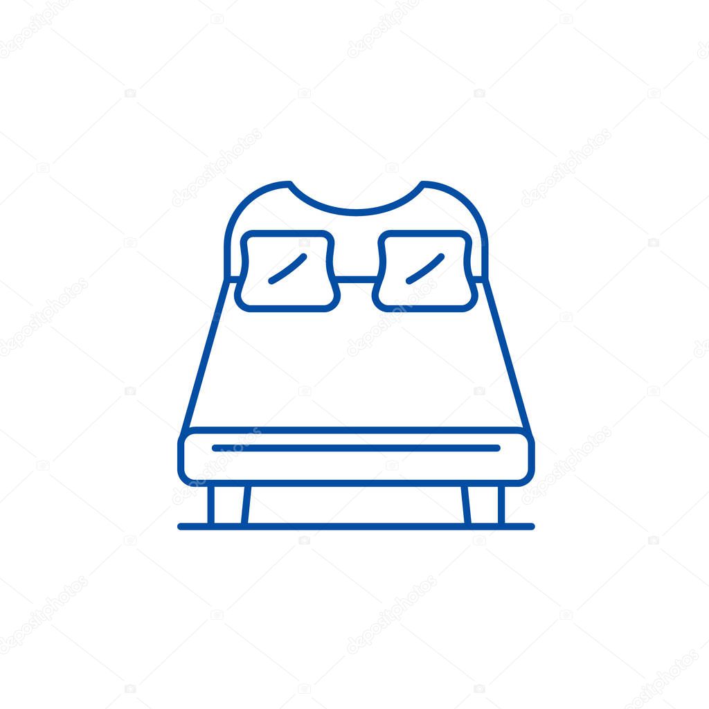 Double bed line icon concept. Double bed flat  vector symbol, sign, outline illustration.