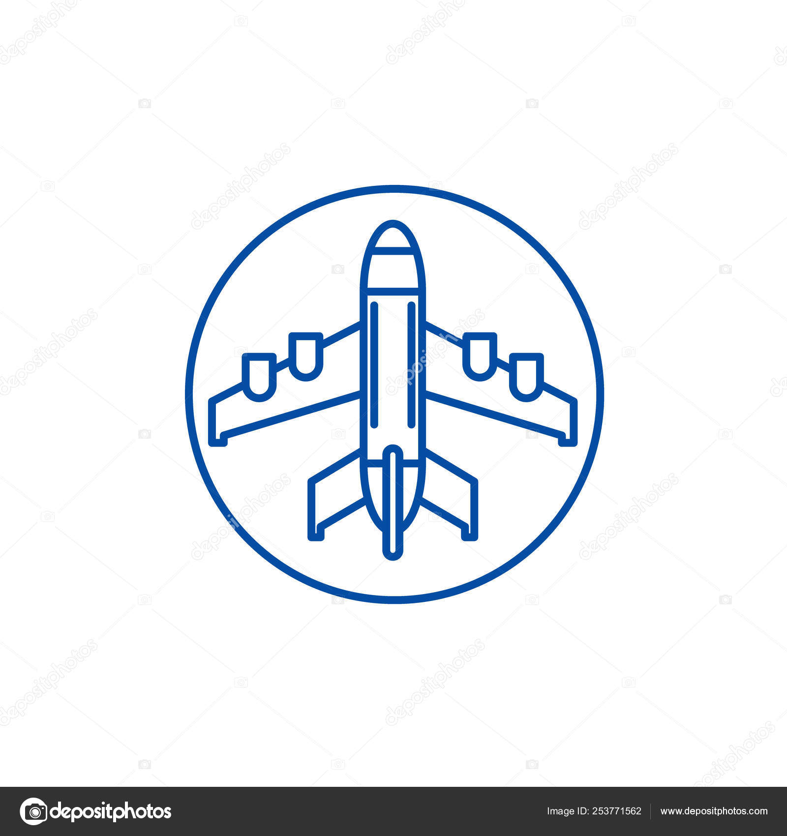 Plane landing line icon concept. Plane landing flat vector symbol, sign,  outline illustration. Stock Vector by ©iconsgraph 253771562, image size:1600x1700