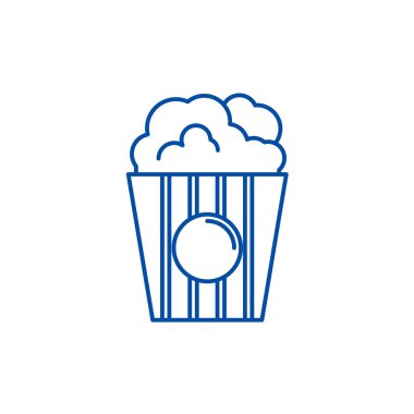 Patlamış mısır satırı simgesi kavramı. Patlamış mısır düz vektör simgesi, işaret, anahat illüstrasyon.