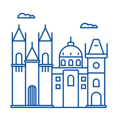 Prag işareti simgesi kavramı satır. Prag işareti düz vektör simgesi, işaret, anahat illüstrasyon.