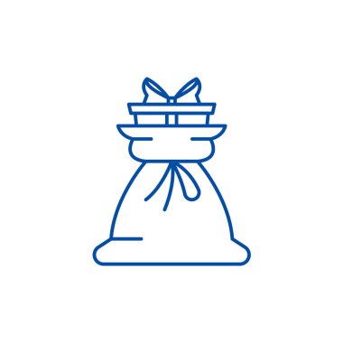 Mevcut çanta satırı simgesi kavramı. Mevcut çanta düz vektör simgesi, işaret, anahat illüstrasyon.