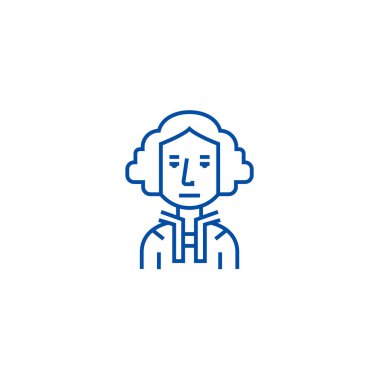 Başkan ABD, washington, judje çizgi simgesini kavramı. Başkan ABD, washington, judje düz vektör simgesi, işaret, anahat illüstrasyon.