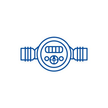 Basınç ölçer satırı simgesi kavramı. Basınç ölçer düz vektör simgesi, işaret, anahat illüstrasyon.