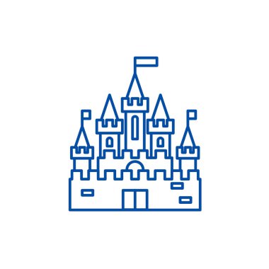 Prenses kale satırı simgesi kavramı. Prenses kale düz vektör simgesi, işaret, anahat illüstrasyon.