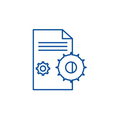 Proje sözleşmesi satırı simgesi kavramı. Proje sözleşmesi düz vektör simgesi, işaret, anahat illüstrasyon.