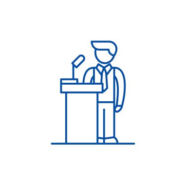 Kamu performans satırı simgesi kavramı. Kamu performans düz vektör simgesi, işaret, anahat illüstrasyon.