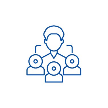 Tavsiye pazarlama satırı simgesi kavramı. Tavsiye pazarlama düz vektör simgesi, işaret, anahat illüstrasyon.