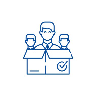 Uzak iş takım satırı simgesi kavramı. Uzak iş takım düz vektör simgesi, işaret, anahat illüstrasyon.