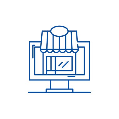 Uzak işlem satırı simgesi kavramı. Ticaret düz vektör simgesi, işaret, anahat illüstrasyon uzaktan.