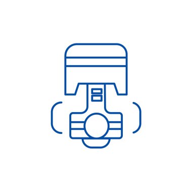 Onarım araba motoru, piston satırı simgesi kavramı. Onarım araba motoru, piston düz vektör simgesi, anahat illüstrasyon işareti.