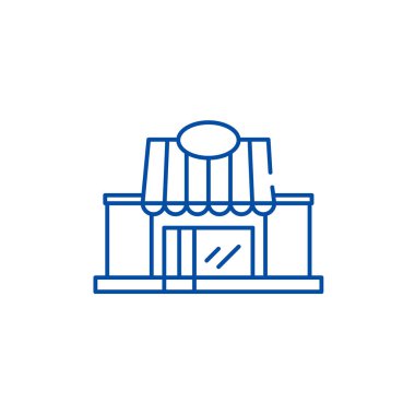 Perakende satış satırı simgesi kavramı. Perakende düz vektör simgesi, işaret, anahat illüstrasyon.