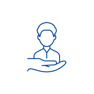 Dönüş müşteriler satırı simgesi kavramı. Dönüş müşteriler düz vektör simgesi, işaret, anahat illüstrasyon.