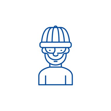 Hırsız çizgi simgesini kavramı. Soyguncu düz vektör simgesi, işaret, anahat illüstrasyon.