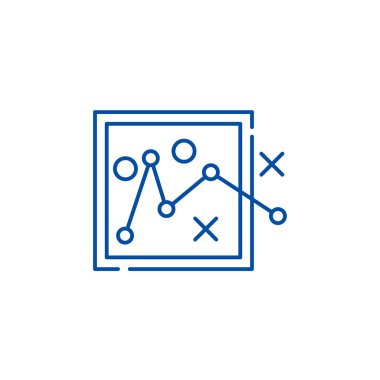 Rota planlama satırı simgesi kavramı. Güzergah planlaması düz vektör simgesi, işaret, anahat illüstrasyon.