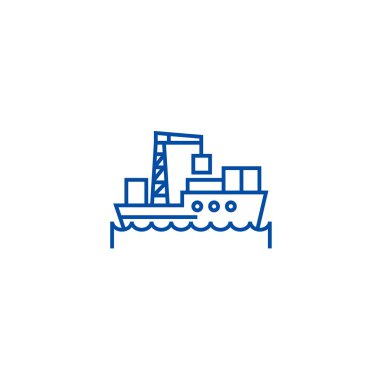 Sea logistics, ship line icon concept. Sea logistics, ship flat  vector symbol, sign, outline illustration. clipart