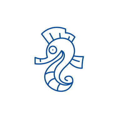 Deniz atı satırı simgesi kavramı. Deniz atı düz vektör simgesi, işaret, anahat illüstrasyon.