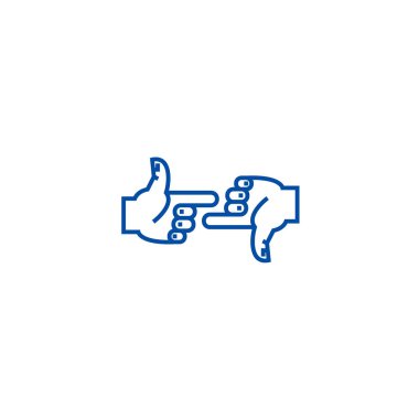 Self blame,hands pointer line icon concept. Self blame,hands pointer flat  vector symbol, sign, outline illustration. clipart