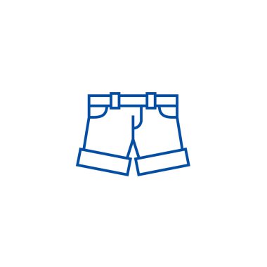 Şort, külot simgesi kavramı satır. Şort külot düz vektör simgesi, işaret, anahat illüstrasyon.