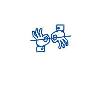 İşaret dili yorum satırı simgesi kavramı. İşaret dili yorumu düz vektör simgesi, işaret, anahat illüstrasyon.