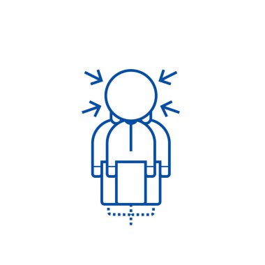 Sinergy satırı simgesi kavramı. Sinergy düz vektör simgesi, işaret, anahat illüstrasyon.