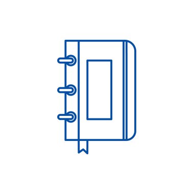 Karalama defteri, defter satırı simgesi kavramı. Sketchbook defter düz vektör simgesi, işaret, anahat illüstrasyon.