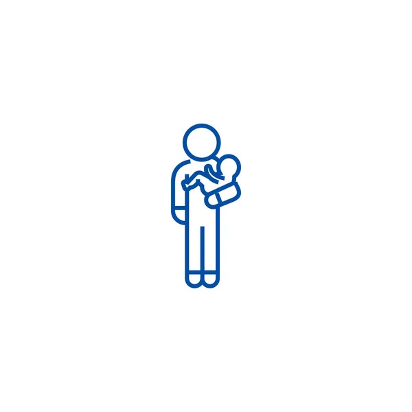 Person mit Baby Line Icon Konzept. Person mit Baby-Flat-Vektor-Symbol, Zeichen, Umriss-Illustration. — Stockvektor