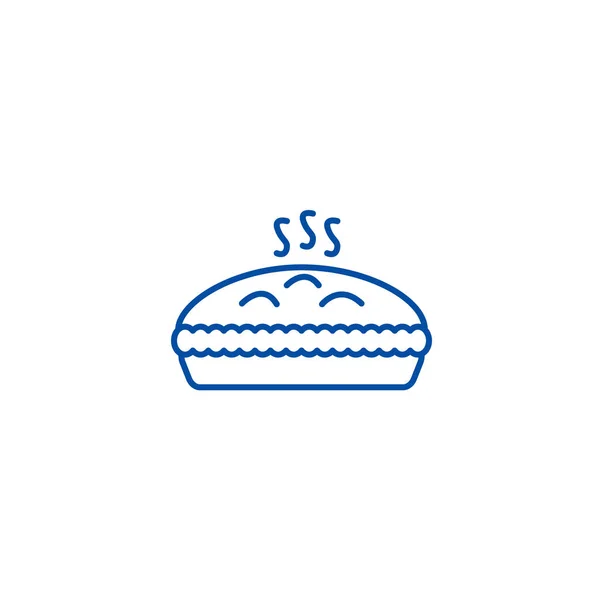 Kuchen mit Fleisch Linie Icon-Konzept. Kuchen mit Fleisch flachen Vektorsymbol, Zeichen, Umriss Illustration. — Stockvektor