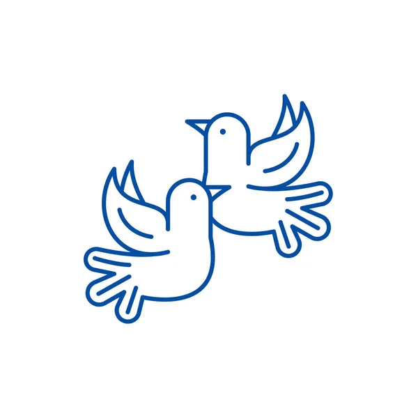 Pigeons line icon concept. Pigeons flat  vector symbol, sign, outline illustration. — Stock Vector