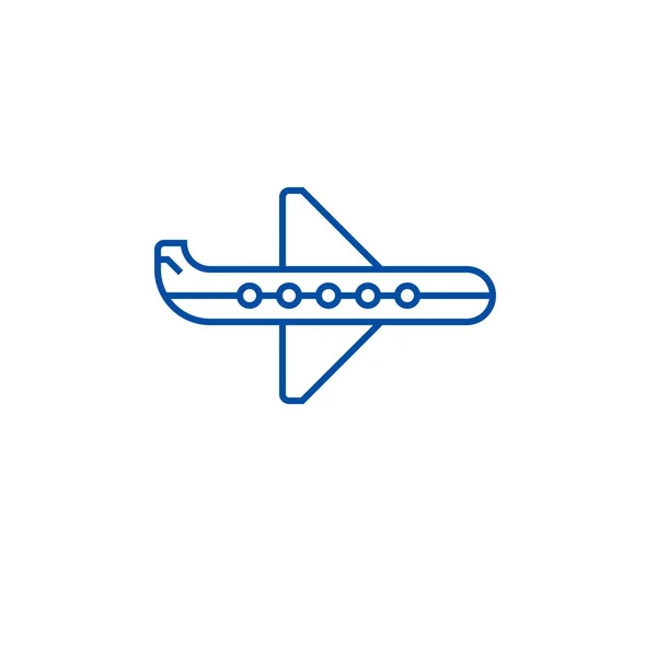 Vliegtuig lijn pictogram concept. Vliegtuig platte vector symbool, teken, overzicht illustratie. — Stockvector