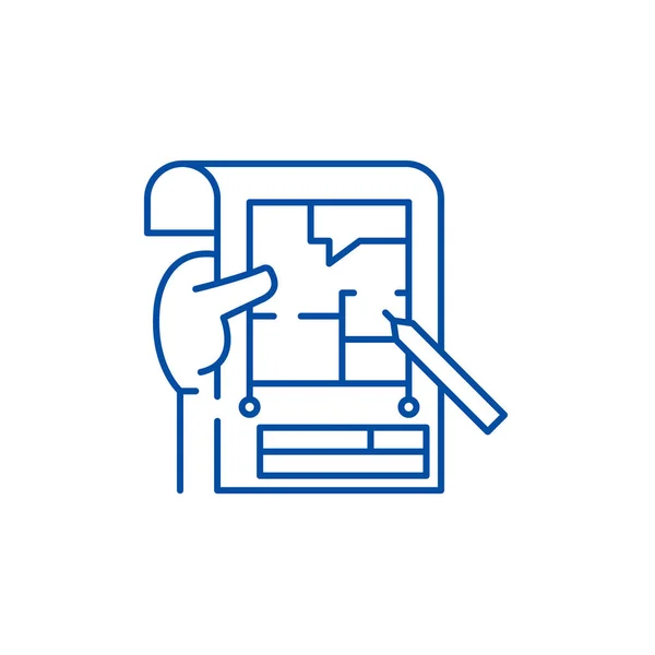 Concetto icona linea di pianificazione. Pianificazione piatto simbolo vettoriale, segno, illustrazione contorno . — Vettoriale Stock