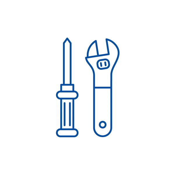 Herramientas de fontanería concepto de icono de línea. Herramientas de fontanería vector plano símbolo, signo, esquema ilustración . — Archivo Imágenes Vectoriales