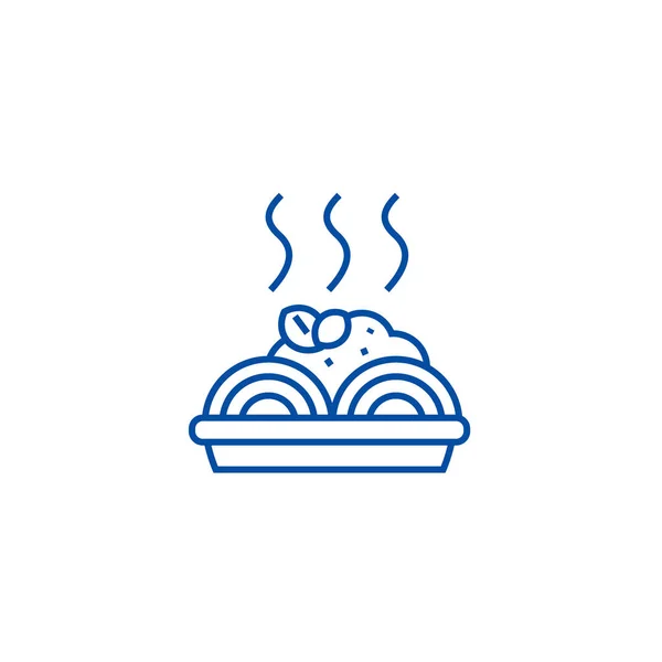 Gröt med köttbullar line ikonen koncept. Gröt med köttbullar platt vektor symbol, underteckna, disposition illustration. — Stock vektor