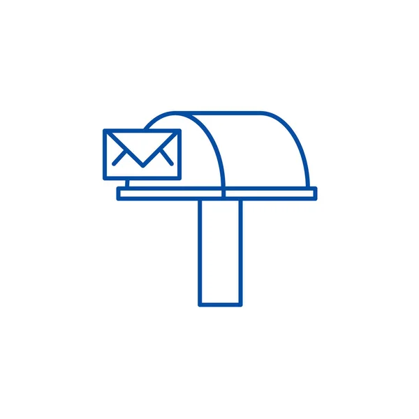 Postbox, e-mail dostawy linii ikona koncepcja. Postbox, e-mail dostawy płaskie wektor symbol, znak, ilustracja kontur. — Wektor stockowy